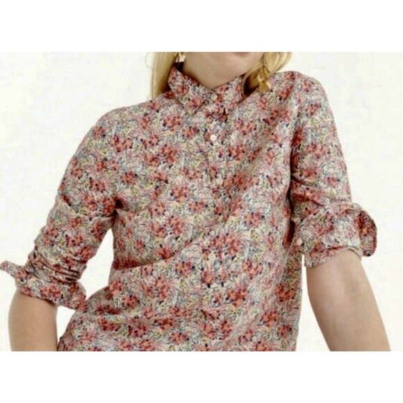 J.CREW X Liberty London Pink Swirling Petals Floral Popover Shirt Size 2 H4651 - Picture 2 of 13